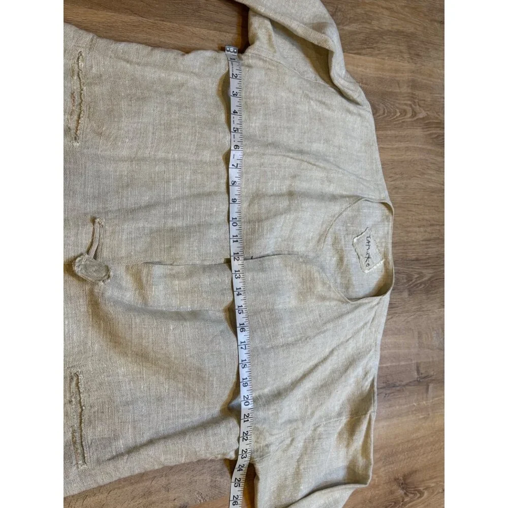 Vintage Tamiko Linen Overcoat Tunic Jacket Stitching Detail Minimilist Lagenlook